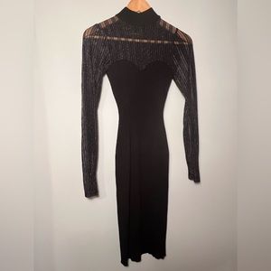 Bodycon Sweater Long sleeve dress Shimmer stripped ribbed LS